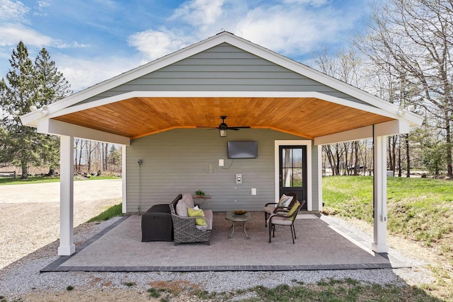 view of patio / terrace with a ceiling fan