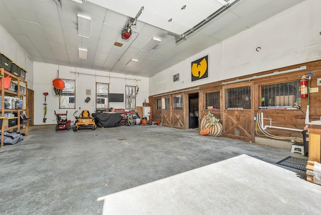 garage featuring a workshop area