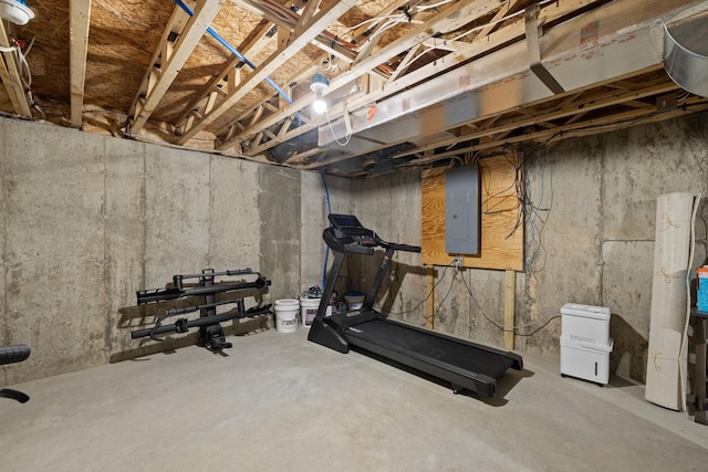 exercise room featuring electric panel