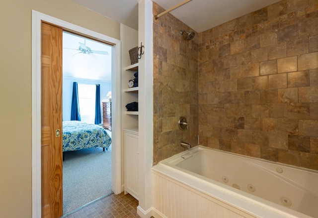 full bath featuring a combined bath / shower with jetted tub and ensuite bath