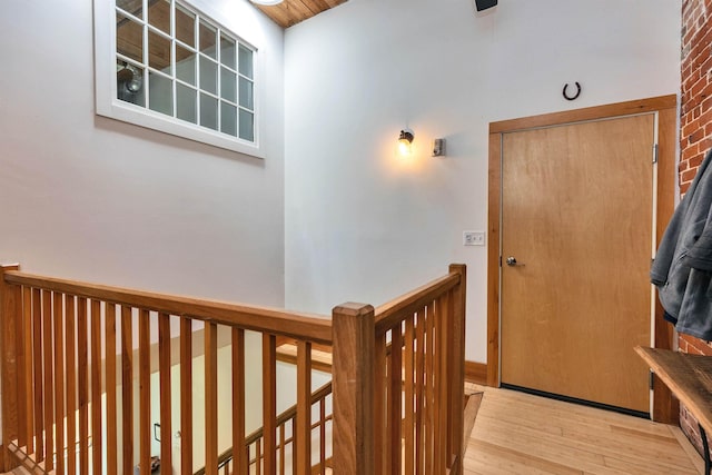 staircase featuring hardwood / wood-style flooring