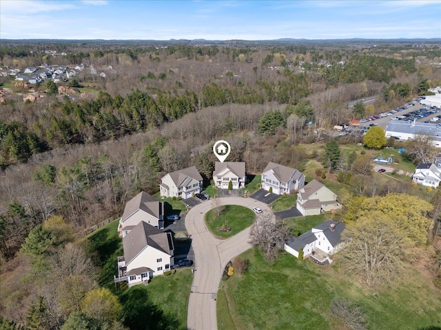 bird's eye view with a residential view and a forest view