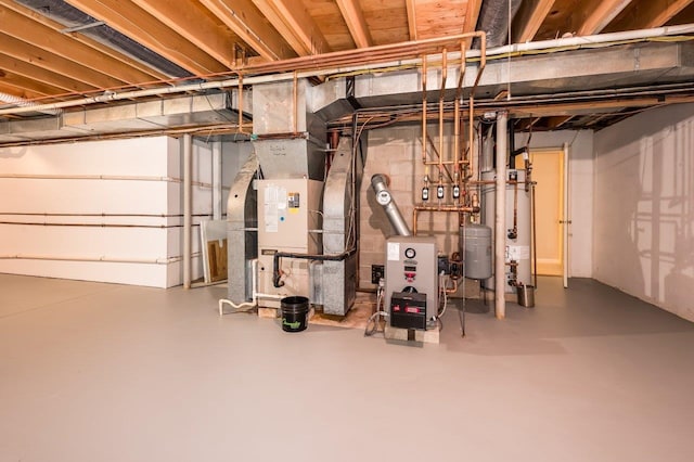 utilities with a heating unit and water heater