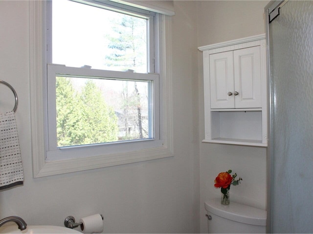 bathroom with a healthy amount of sunlight and toilet
