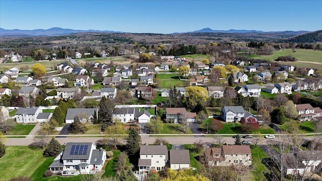 bird's eye view featuring a residential view and a mountain view