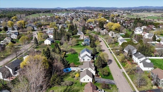 aerial view featuring a residential view and a mountain view