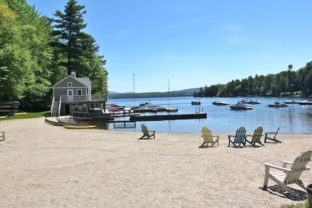 water view featuring a dock