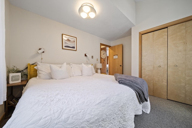 bedroom featuring carpet floors and a closet