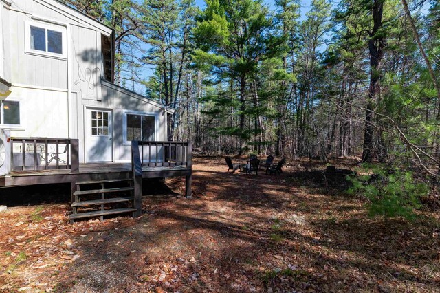 view of yard with a deck