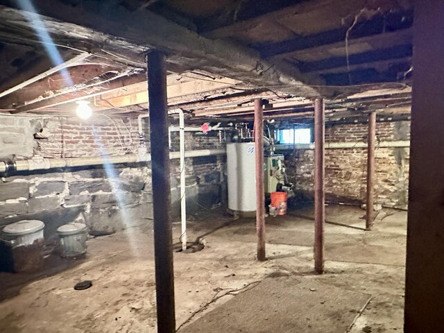 basement with water heater