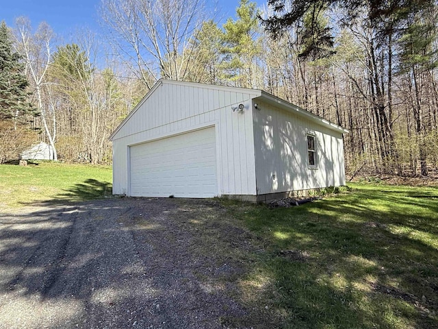 view of detached garage