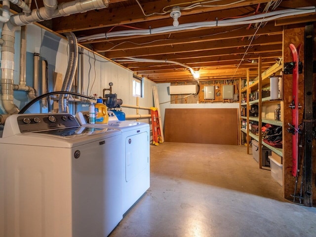 interior space featuring washer and dryer and electric panel
