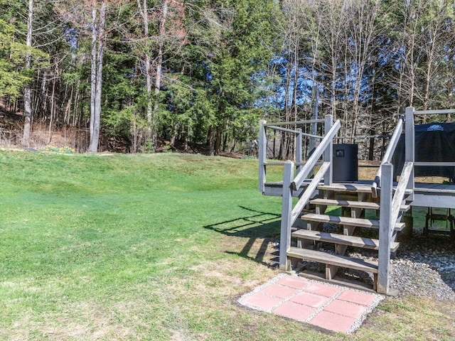 view of yard featuring stairway