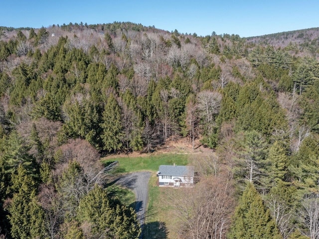 drone / aerial view with a forest view