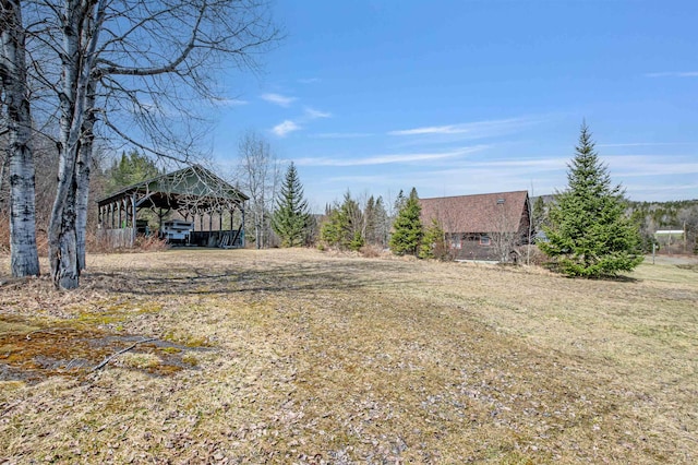 view of yard with an outdoor structure and a carport