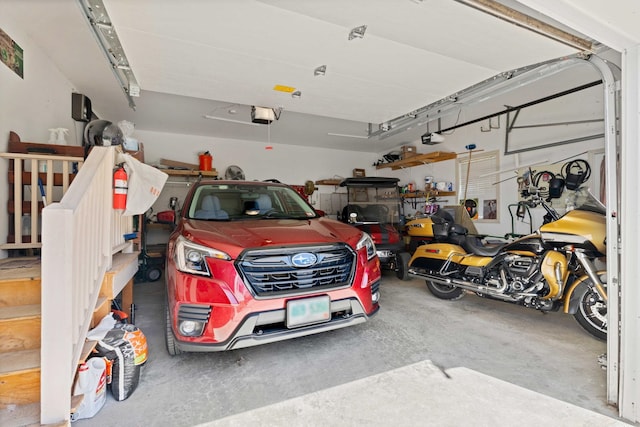 garage with a garage door opener
