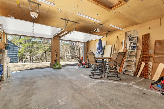 garage with a garage door opener