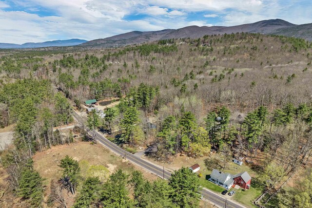 drone / aerial view with a view of trees and a mountain view