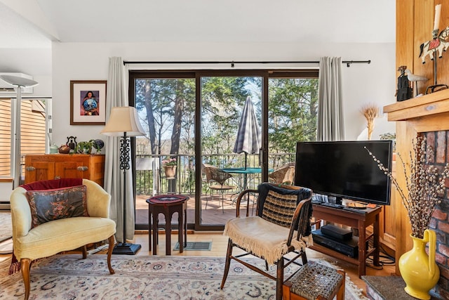sitting room with wood finished floors and a wealth of natural light