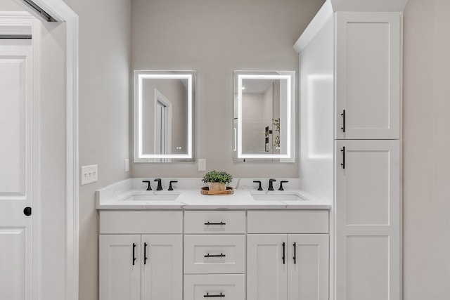 full bathroom featuring double vanity and a sink