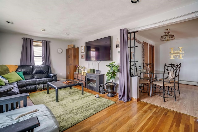 living room with wood finished floors
