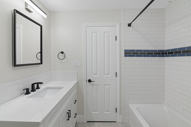 bathroom featuring vanity and shower / bathing tub combination