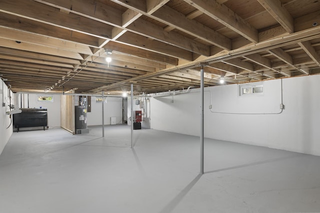 basement with heating fuel and water heater