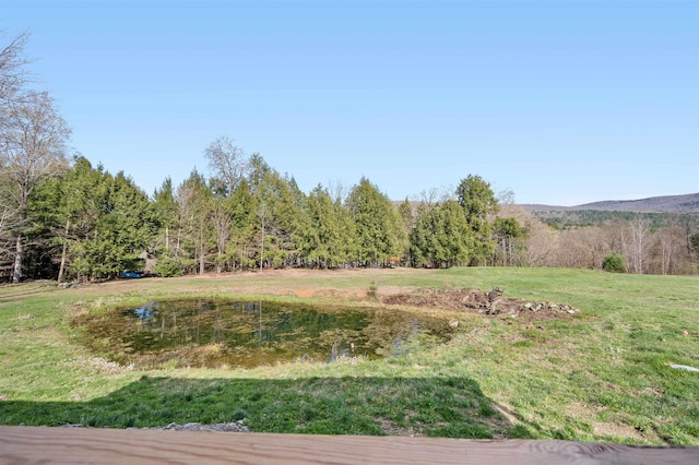 view of yard with a water view