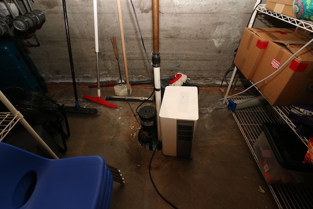 view of unfinished basement