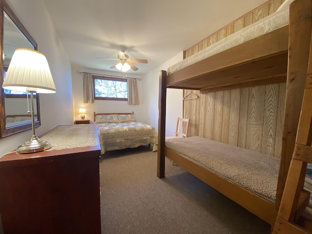 carpeted bedroom with a ceiling fan