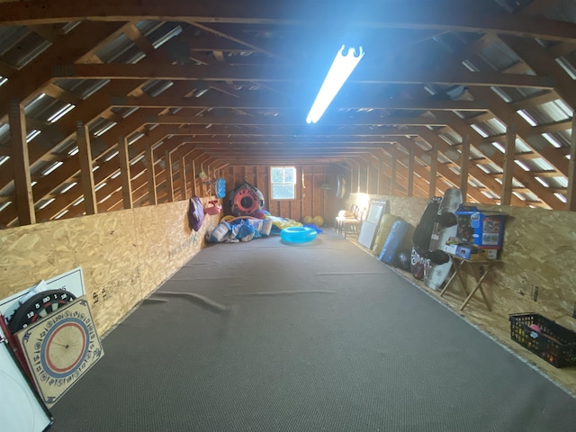 view of unfinished attic