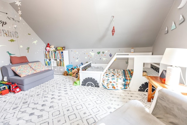 rec room with vaulted ceiling