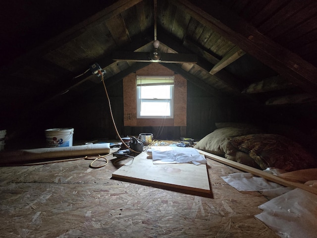 view of unfinished attic