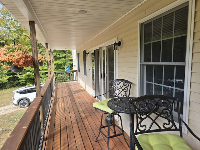 wooden deck with covered porch