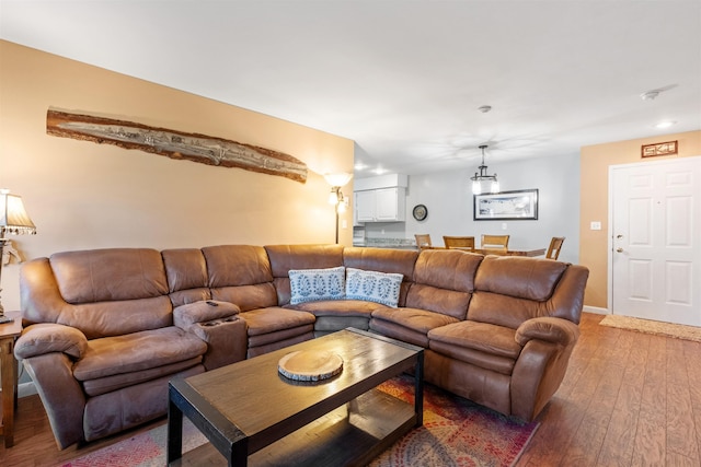 living room featuring wood-type flooring