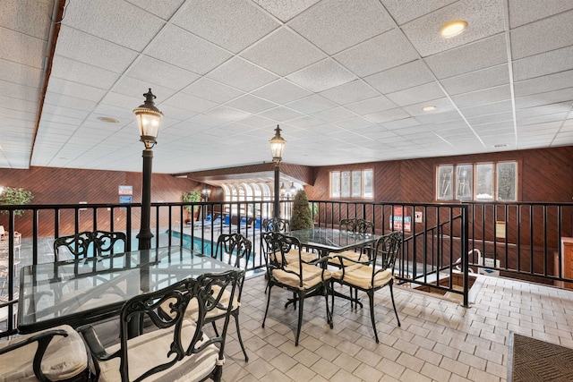 interior space featuring outdoor dining space and an indoor pool