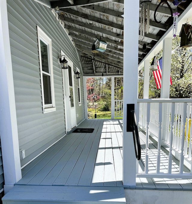 wooden terrace with covered porch