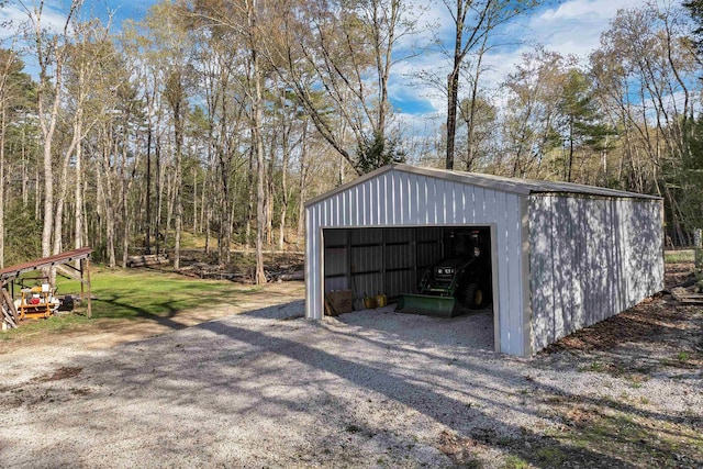 view of detached garage
