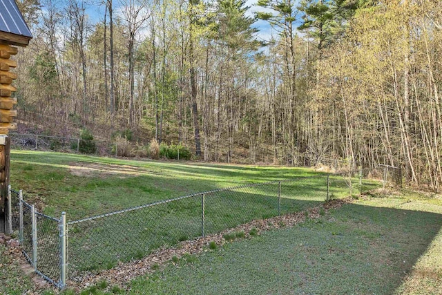 view of yard featuring a fenced backyard