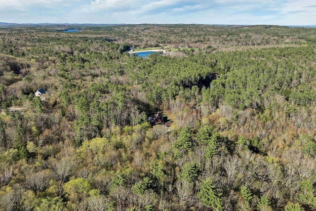 drone / aerial view featuring a view of trees