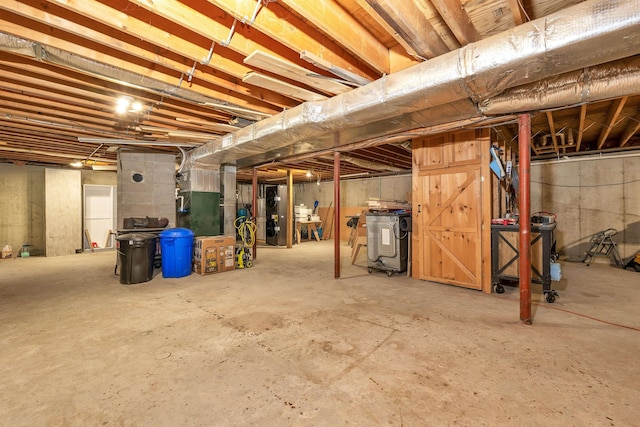view of unfinished basement