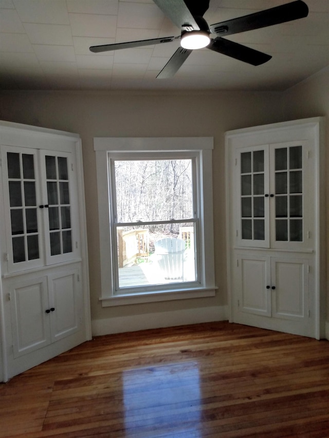 entryway featuring ceiling fan and wood finished floors