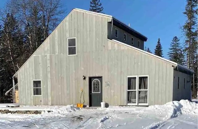 exterior space with board and batten siding