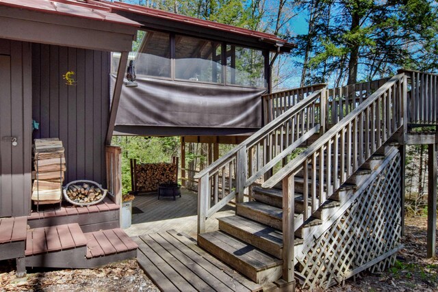 146 Dundee Rd, Bartlett, NH 03845 - deck featuring stairway and a sunroom
