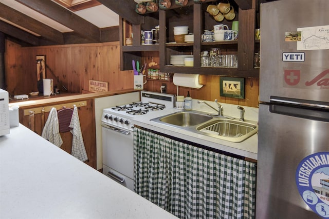 146 Dundee Rd, Bartlett, NH 03845 - kitchen with a sink, white appliances, and light countertops