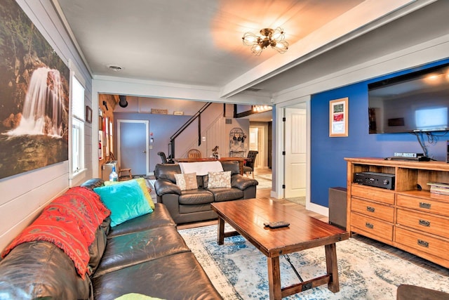 living area featuring wood finished floors