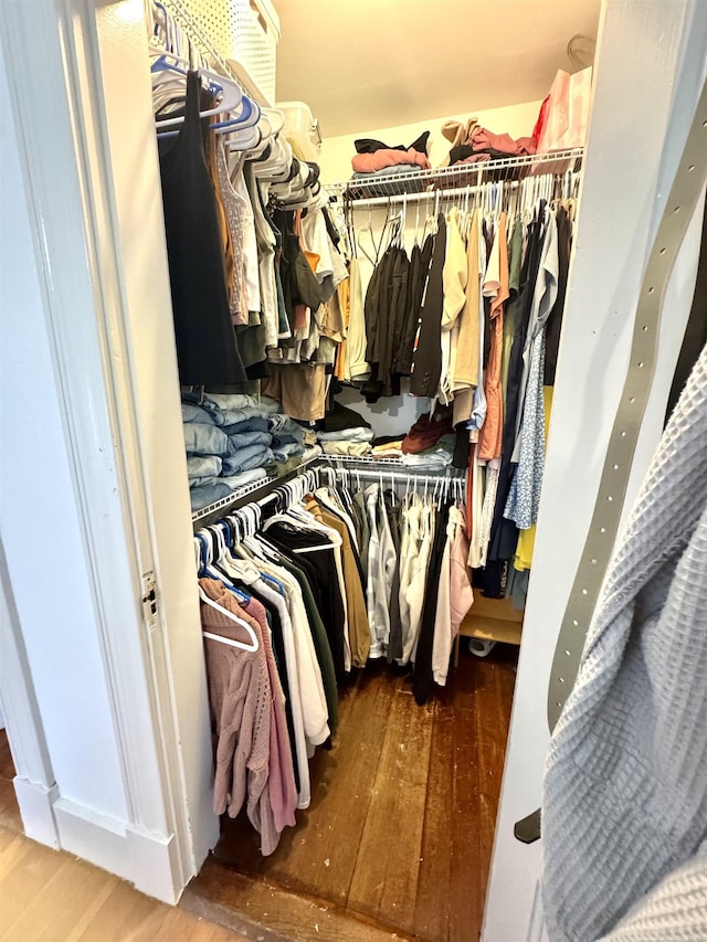 spacious closet with wood finished floors
