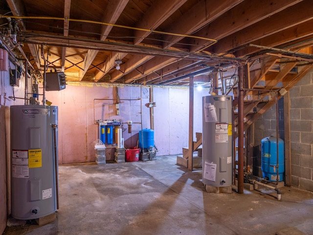 unfinished below grade area with electric water heater