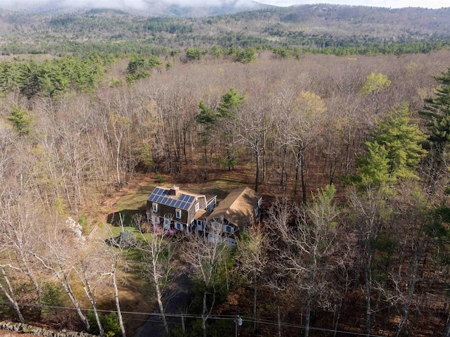 bird's eye view featuring a view of trees