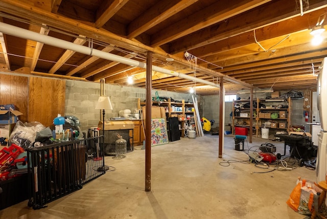 view of unfinished basement